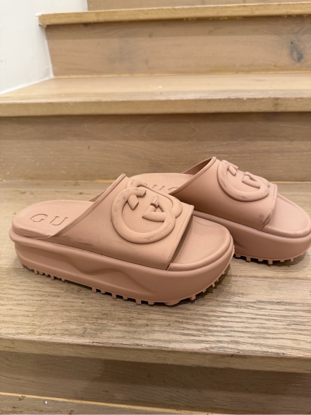 Gucci Dusty Rose Platform Slide Sandals